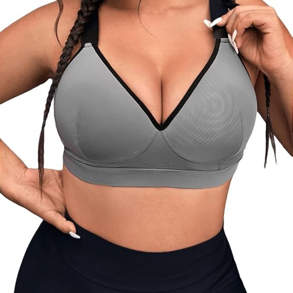 COZYEASE Women's Plus Size High Impact Gym Padded Sports Bra 4X